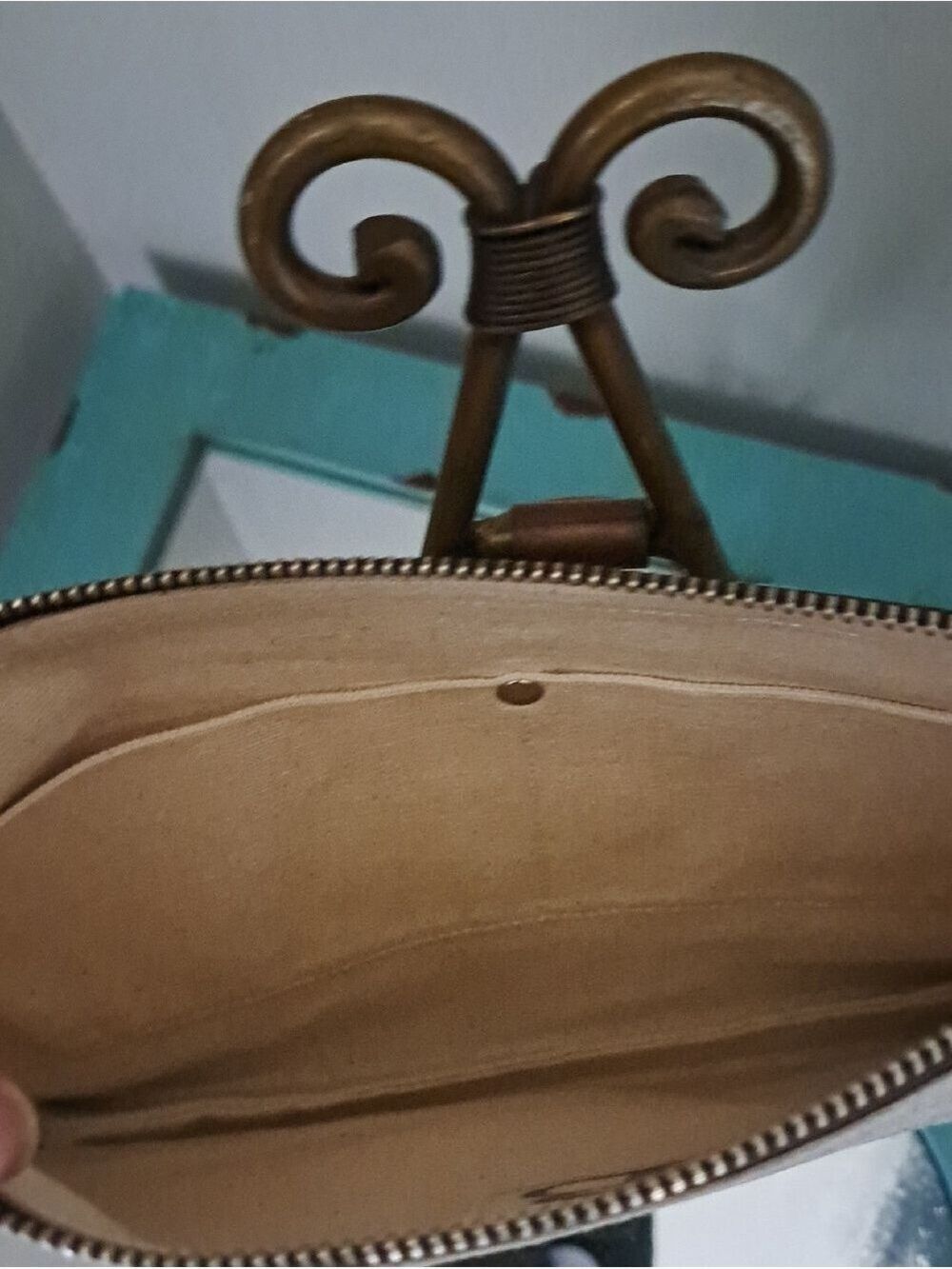 BLISSFUL THINGS handcrafted Taupe and Brown multi purpose pouch bag cosmetic zip - Picture 5 of 5